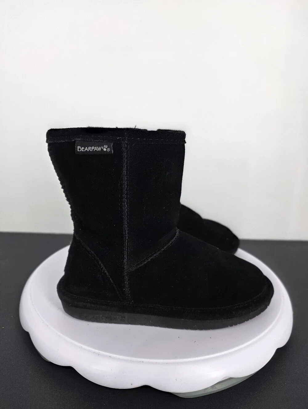 Bearpaw Black Suede Faux Fur Zip Winter Boots Toddler Size 11